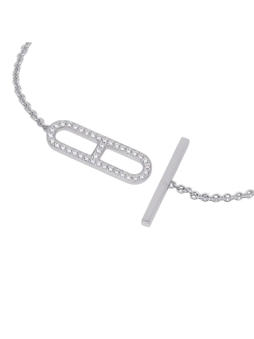 Hermes Bracelet Chaine D'ancre Diamond Total 18k White Gold - Picture 5 of 10
